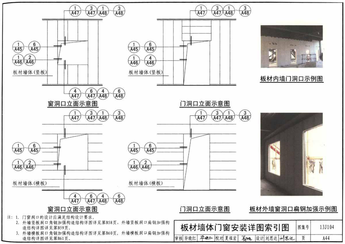 蒸壓加氣混凝土板墻體門窗洞口示意圖