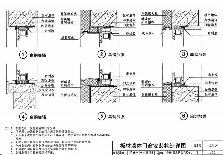 蒸壓加氣 混凝土板外墻門窗安裝構(gòu)造圖