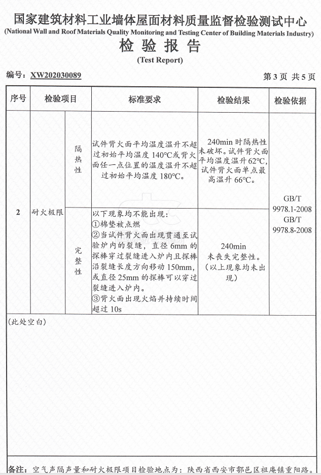 100mm厚alc板防火檢測(cè)報(bào)告